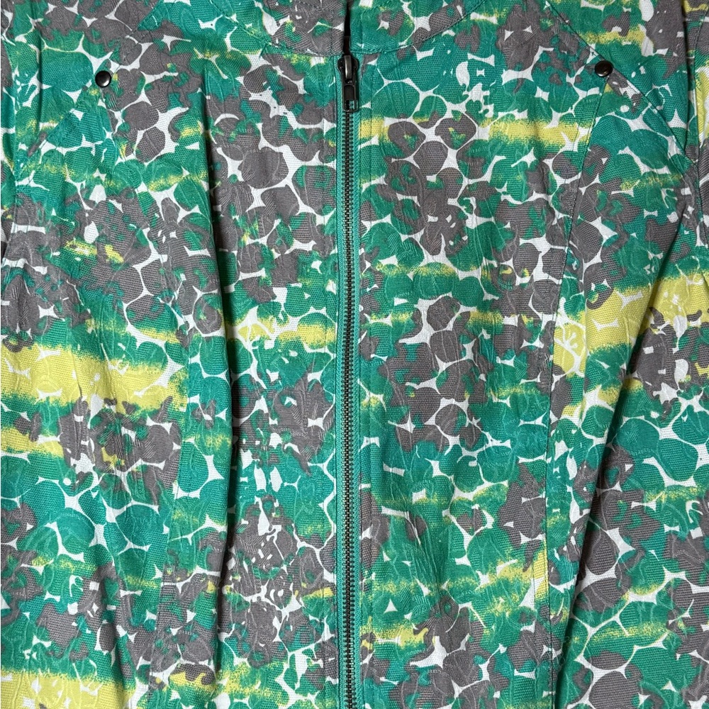 Women’s Green Patterned Zip-Front Jacket - Picture 7 of 8